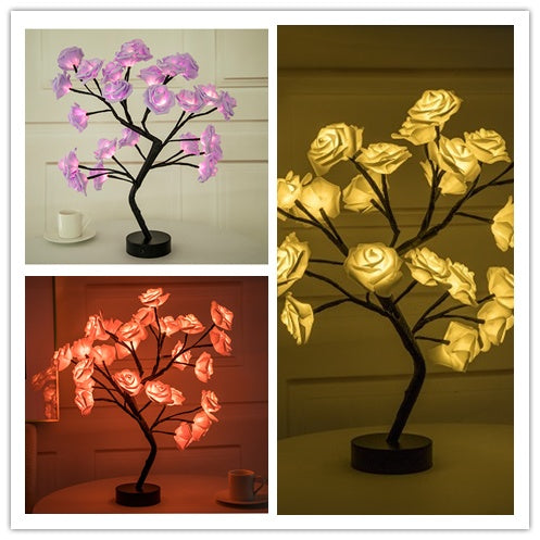 Rose Flower USB Battery Operated LED Table Lamp