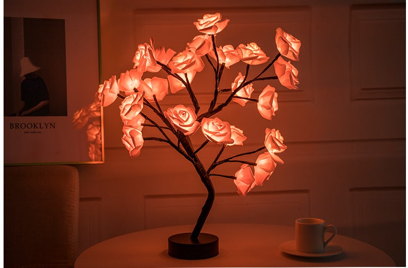 Rose Flower USB Battery Operated LED Table Lamp