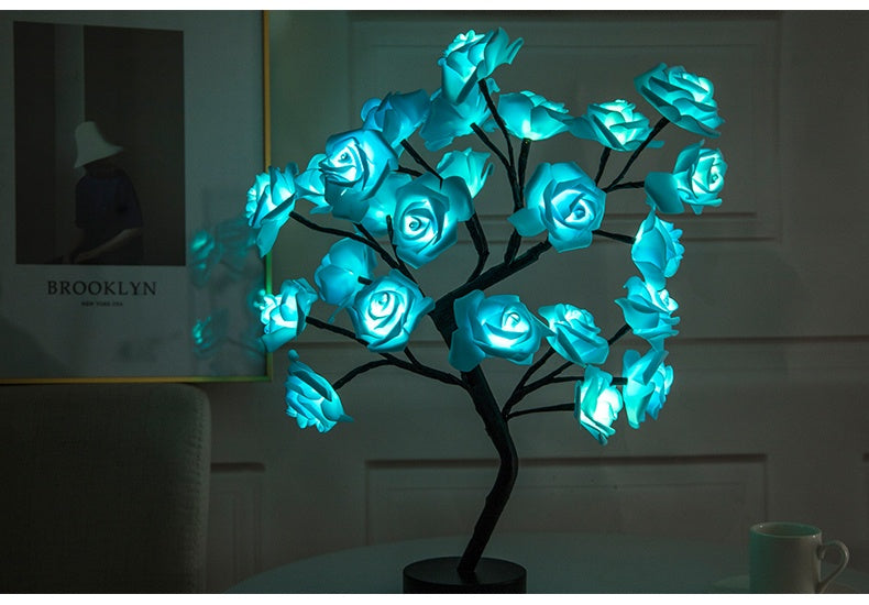 Rose Flower USB Battery Operated LED Table Lamp