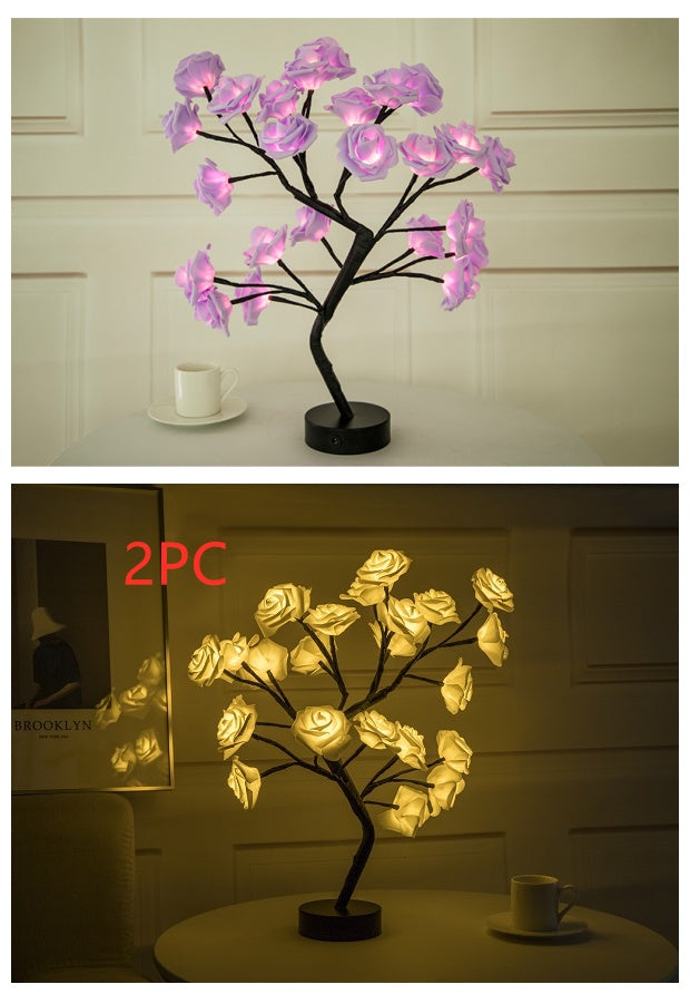 Rose Flower USB Battery Operated LED Table Lamp