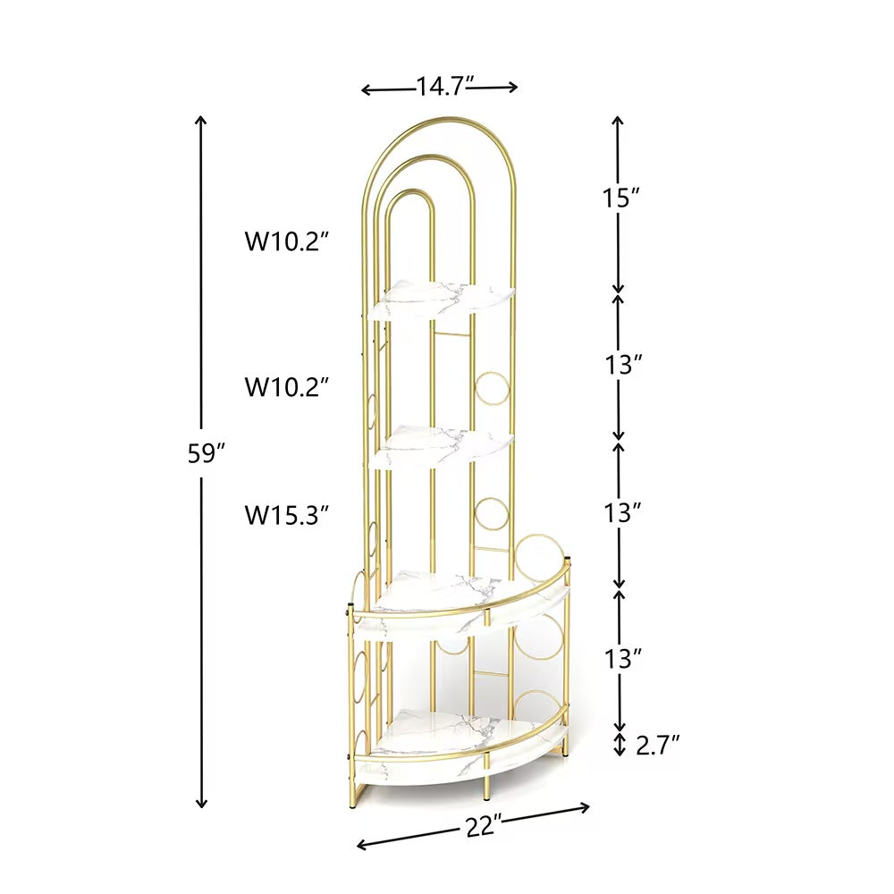Corner Storage Shelves 4-tier With Metal Frames