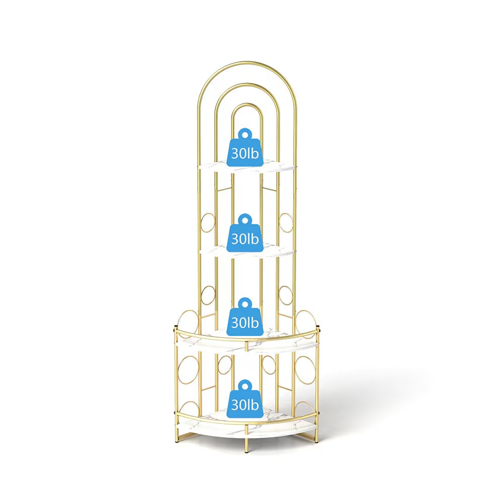 Corner Storage Shelves 4-tier With Metal Frames