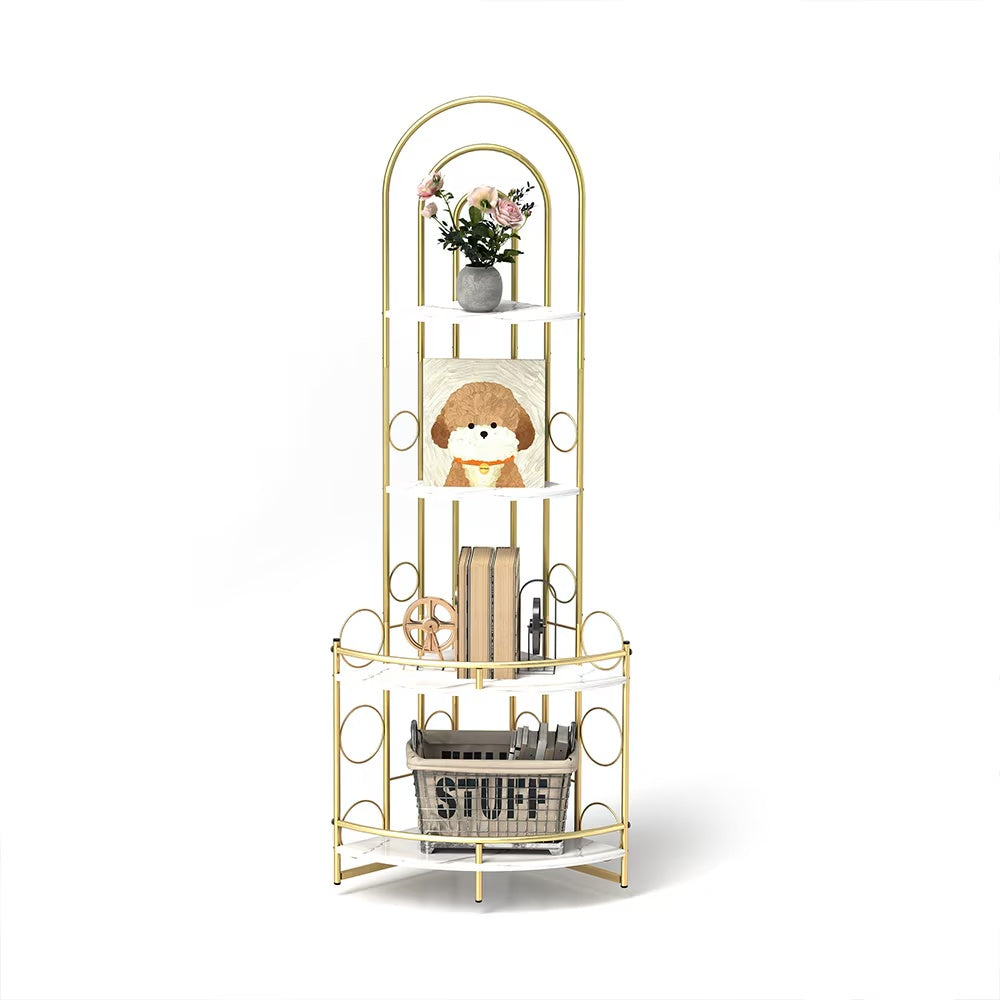 Corner Storage Shelves 4-tier With Metal Frames