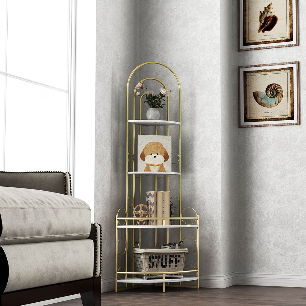 Corner Storage Shelves 4-tier With Metal Frames
