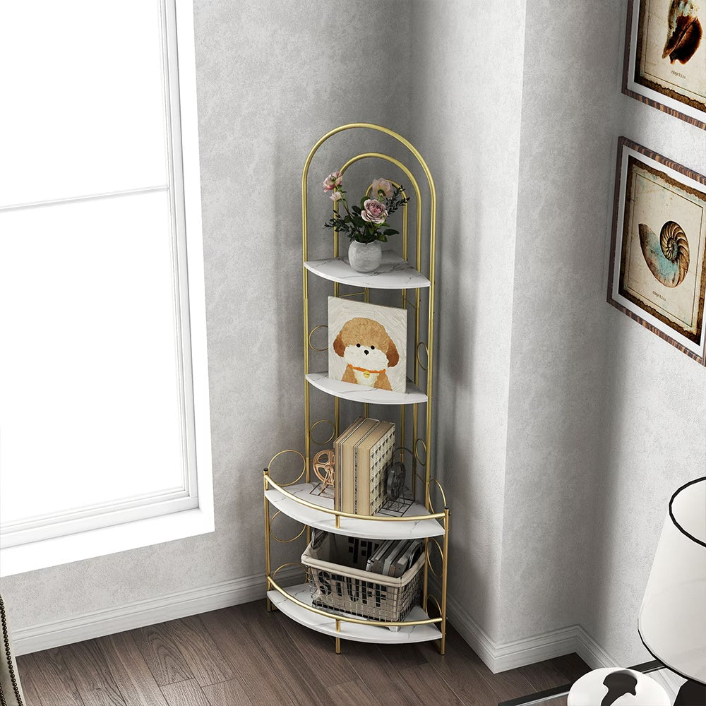 Corner Storage Shelves 4-tier With Metal Frames