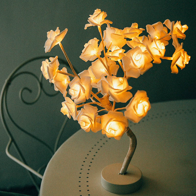 Rose Flower USB Battery Operated LED Table Lamp