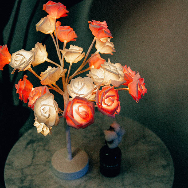 Rose Flower USB Battery Operated LED Table Lamp