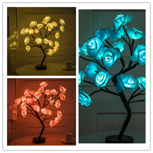 Rose Flower USB Battery Operated LED Table Lamp