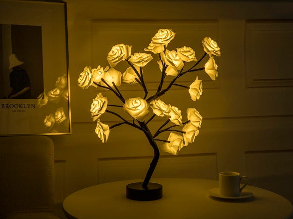 Rose Flower USB Battery Operated LED Table Lamp