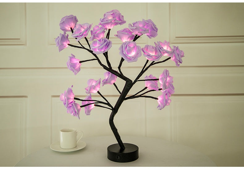 Rose Flower USB Battery Operated LED Table Lamp