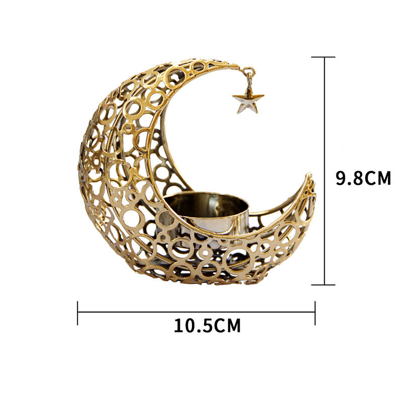 Crescent Black Gold Metal Candle Holder