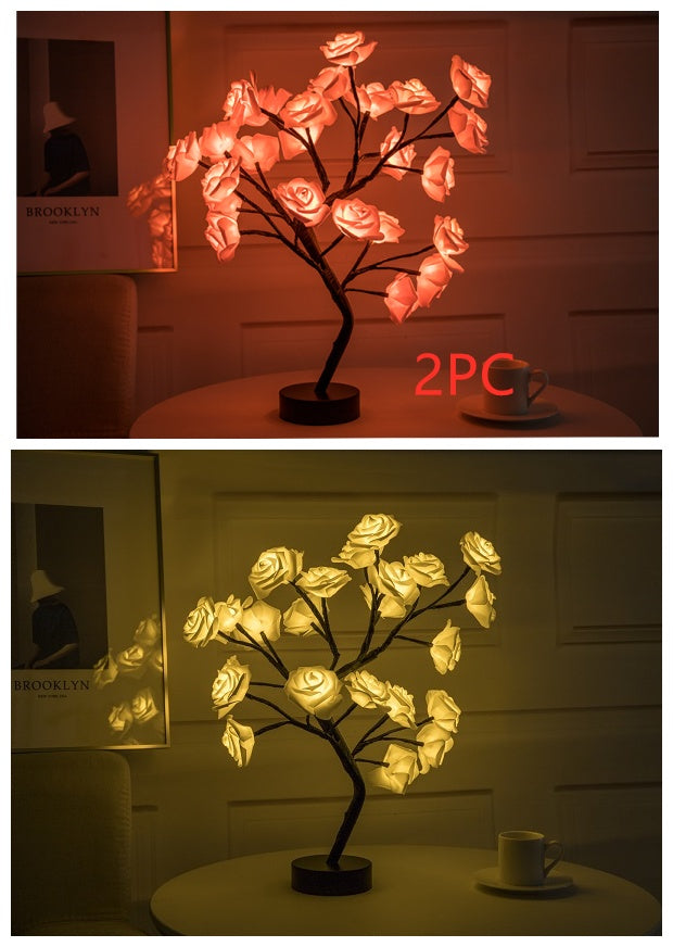 Rose Flower USB Battery Operated LED Table Lamp