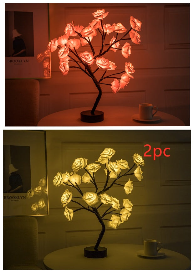 Rose Flower USB Battery Operated LED Table Lamp