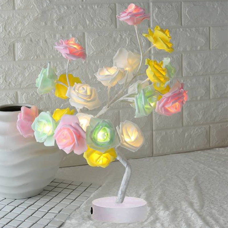 Rose Flower USB Battery Operated LED Table Lamp