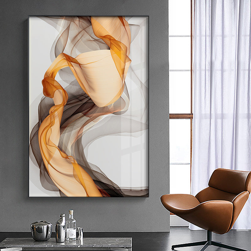 Abstract Yellow Grey Canvas Painting