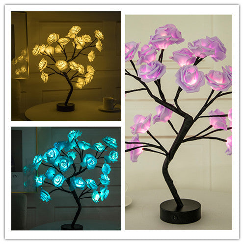 Rose Flower USB Battery Operated LED Table Lamp