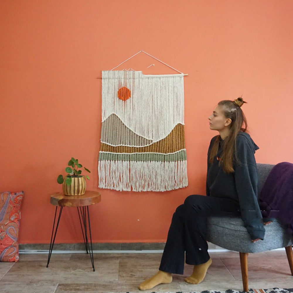 Hand Woven Tapestry Landscape Fringe