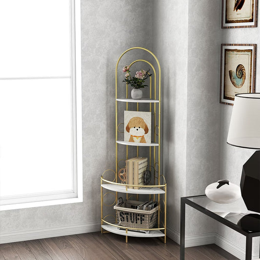 Corner Storage Shelves 4-tier With Metal Frames