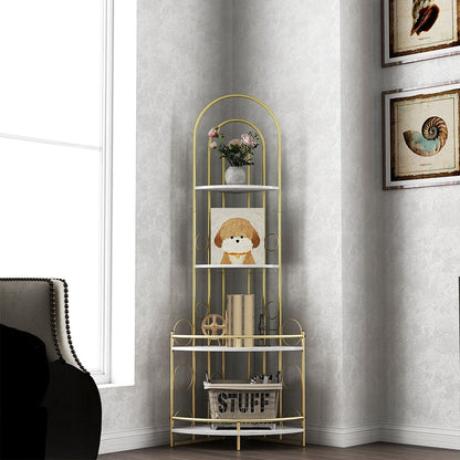 Corner Storage Shelves 4-tier With Metal Frames