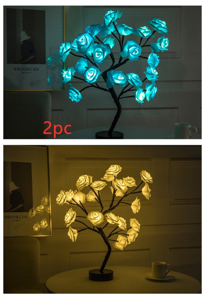 Rose Flower USB Battery Operated LED Table Lamp
