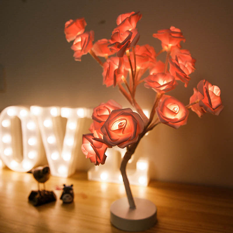 Rose Flower USB Battery Operated LED Table Lamp