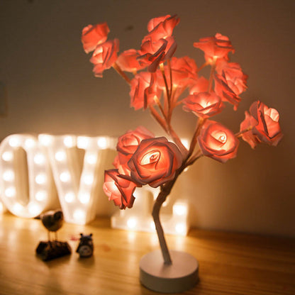 Rose Flower USB Battery Operated LED Table Lamp