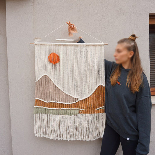 Hand Woven Tapestry Landscape Fringe