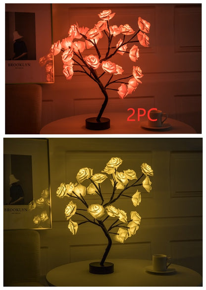 Rose Flower USB Battery Operated LED Table Lamp