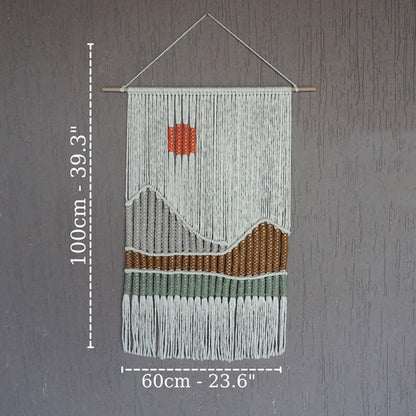 Hand Woven Tapestry Landscape Fringe