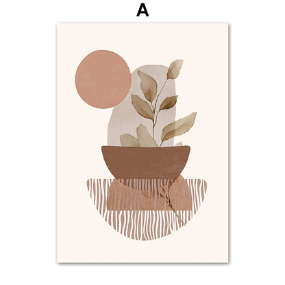 Line Leaves Geometric Abstract Boho Frames