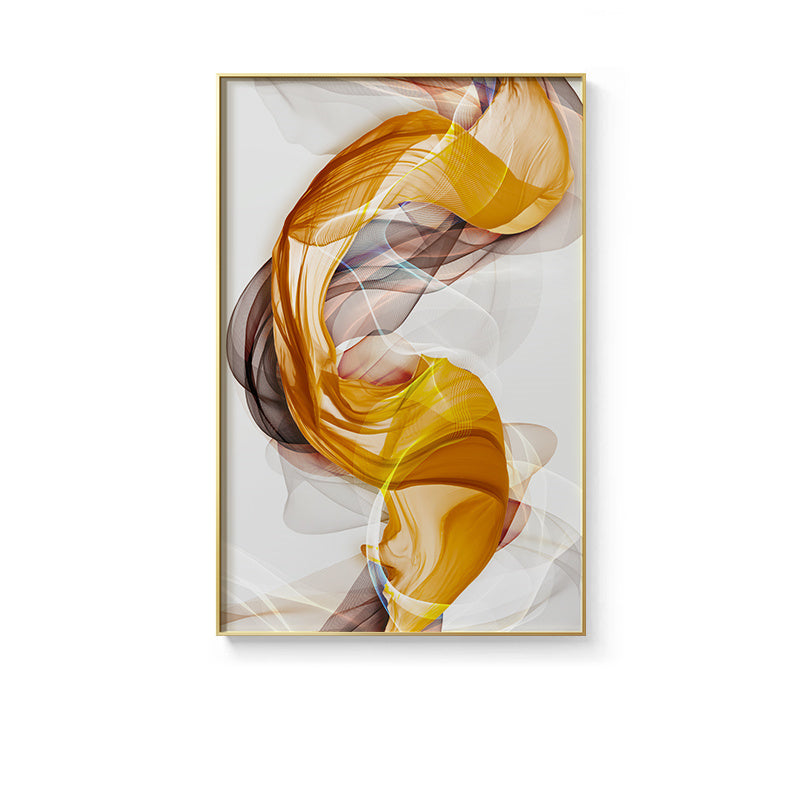 Abstract Yellow Grey Canvas Painting